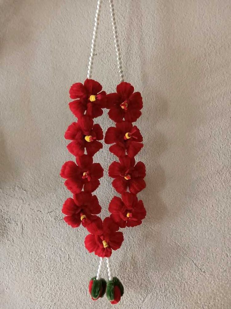 Handmade Red Flower Necklace