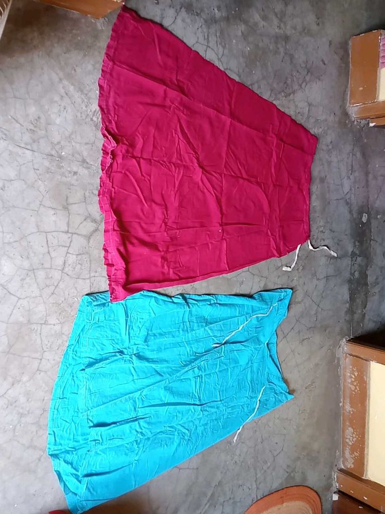 Two Cotton Ethnic Skirts - Pink &amp; Blue