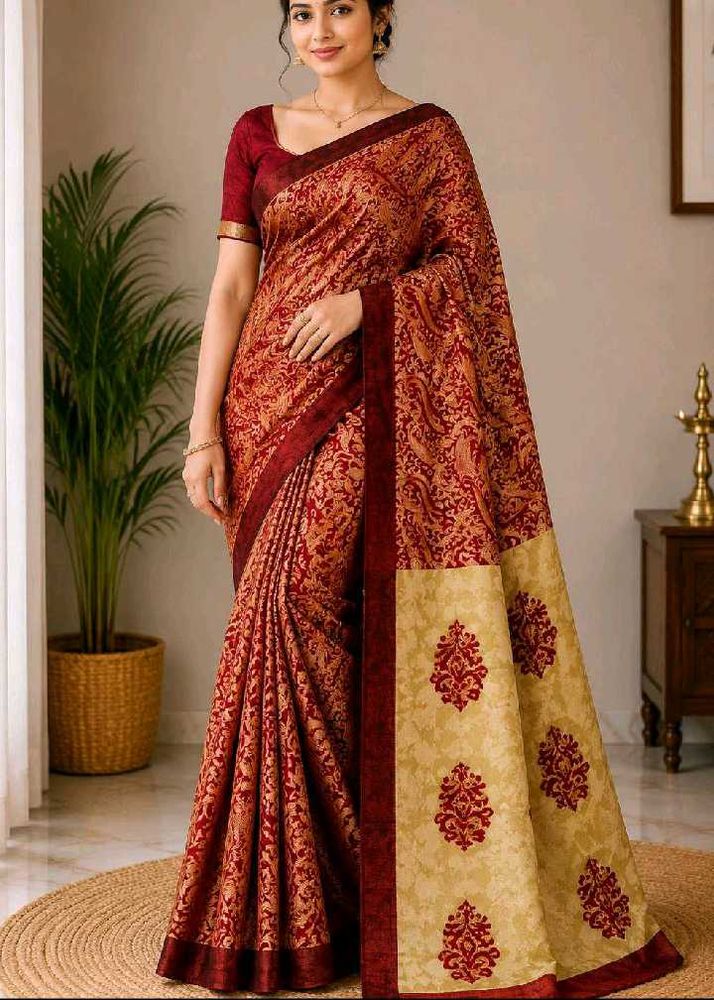Elegant Red &amp; Gol satin silk saree