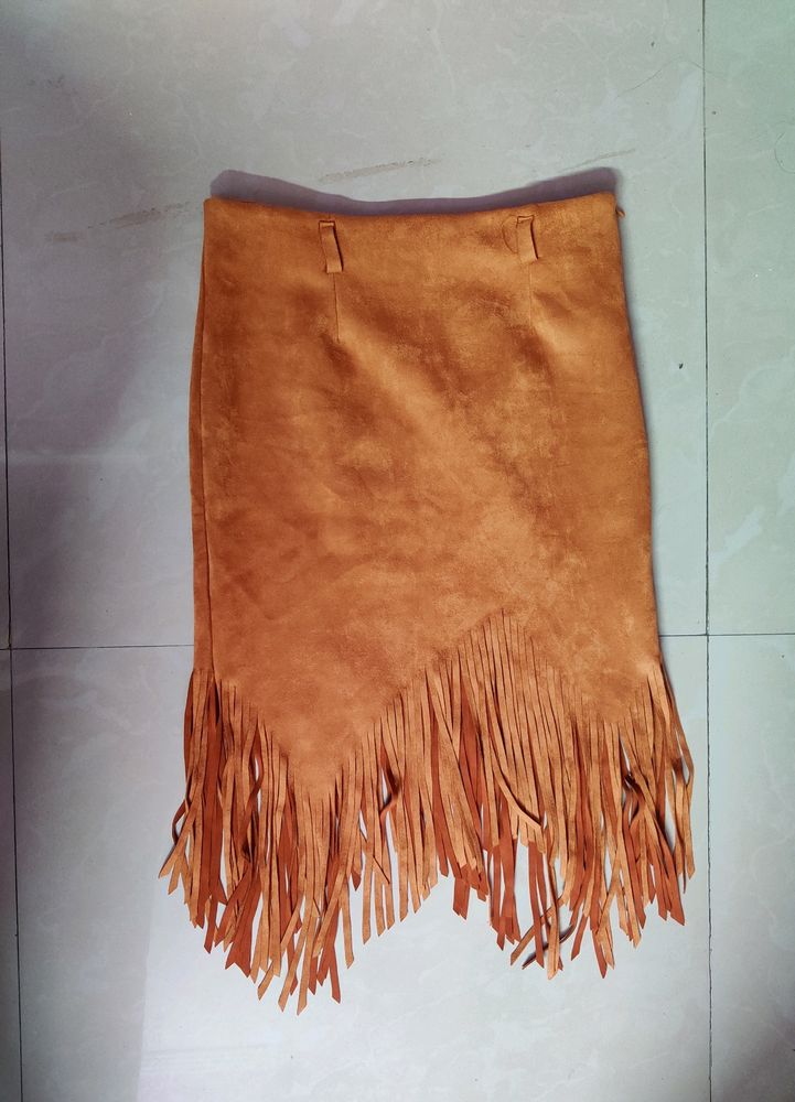 Suede Tassel Skirt