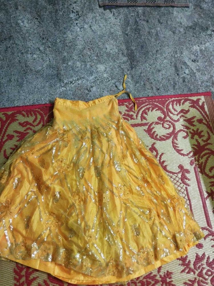 Beautiful Yellow Sequin Ethnic Skirt