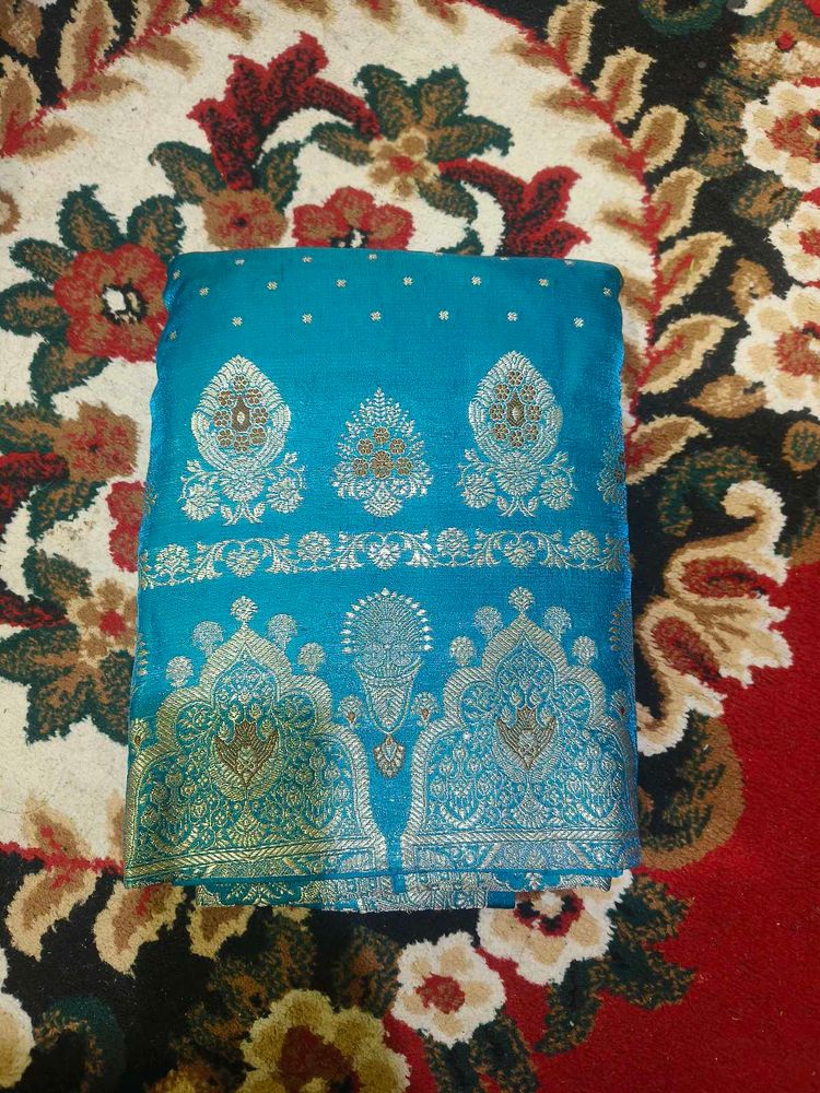 Beautiful Teal Brocade Saree