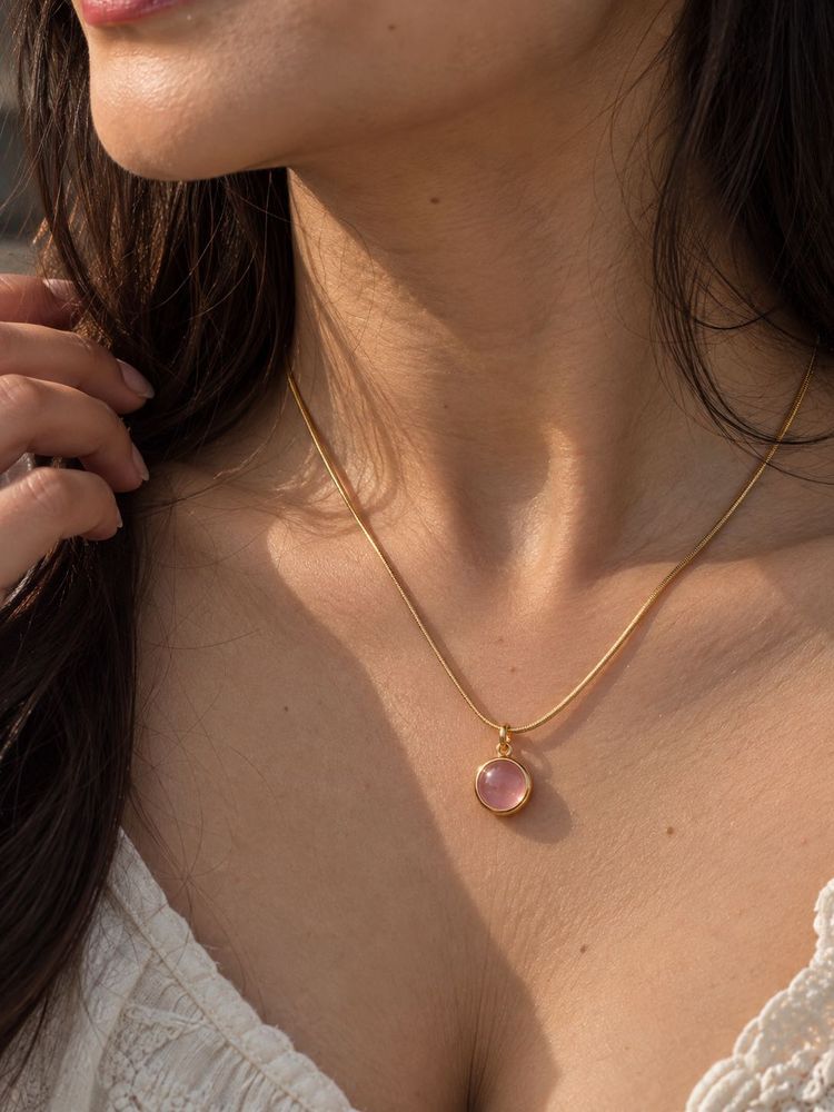 Elegant Pink Stone Necklace