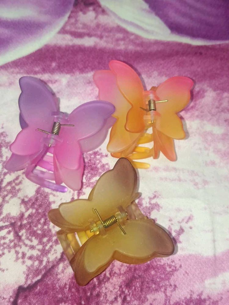 Cute Butterfly Hair Claw Clips (Set of 3)
