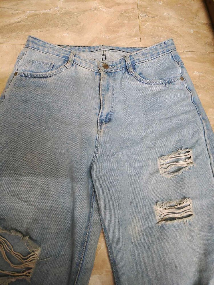 WIDE LEG TORN DEMIM ICE BLUE 💙