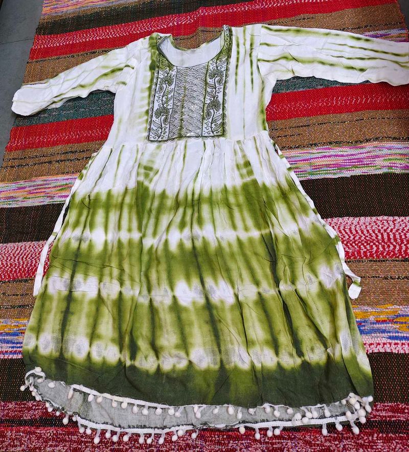 Tie-Dye Cotton Kurti with Embroidery