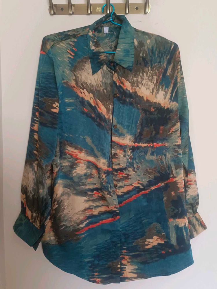 Premium Abstract Print Button-Up Shirt