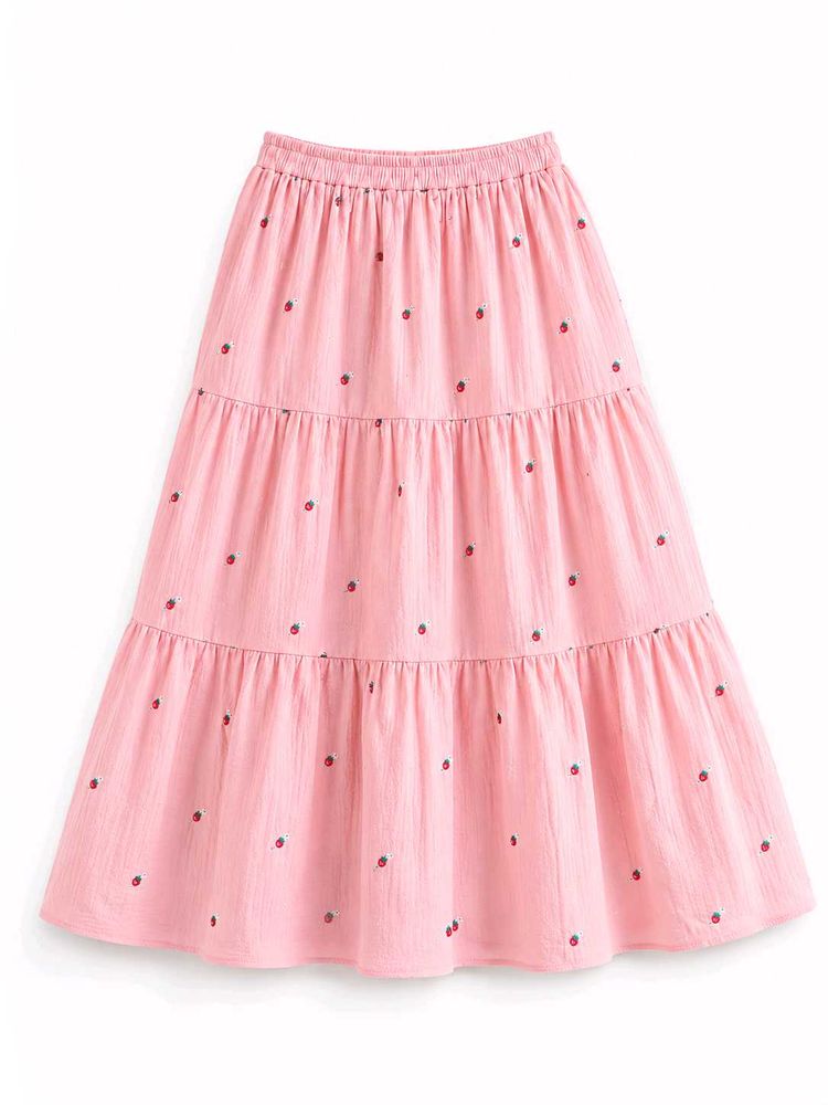 Cute Pink Tiered Strawberry Skirt