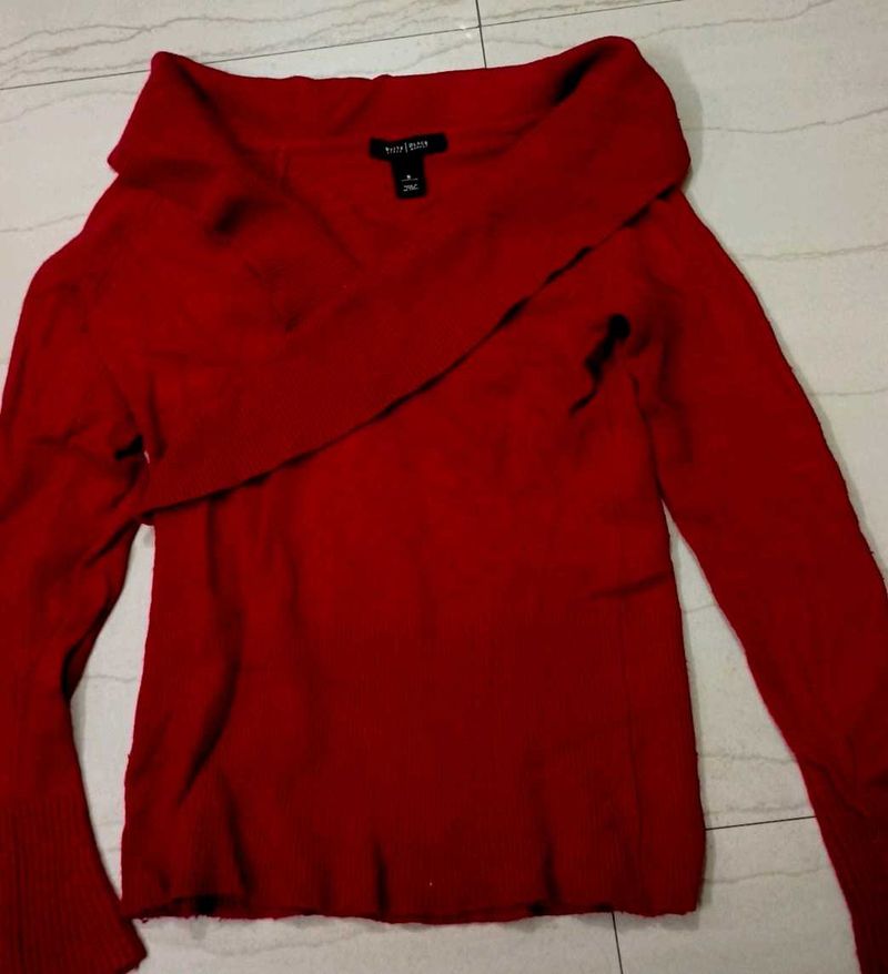 Burgundy Off-the-Shoulder Sweater