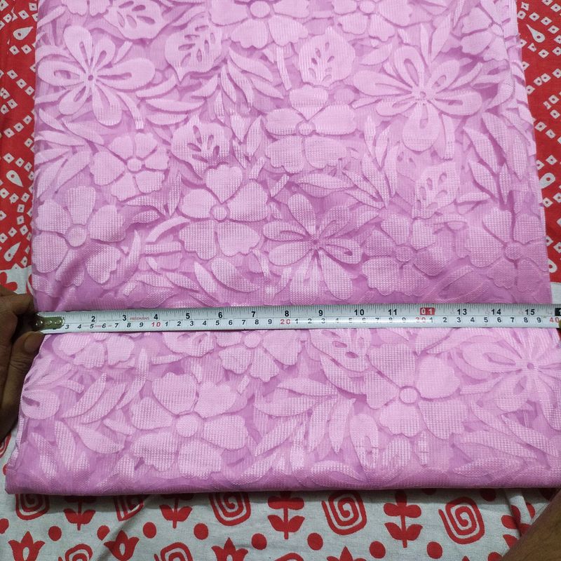Baby pink Chikon Kari saree with blouse piece