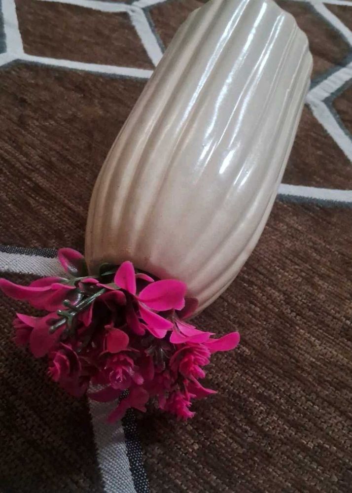 Elegant Ceramic Vase with Floral Accent