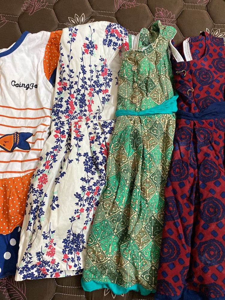 Combo Of 4 Used Cotton Frocks