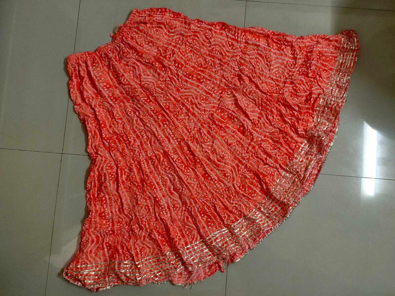 Beautiful Orange Bandhani Skirt