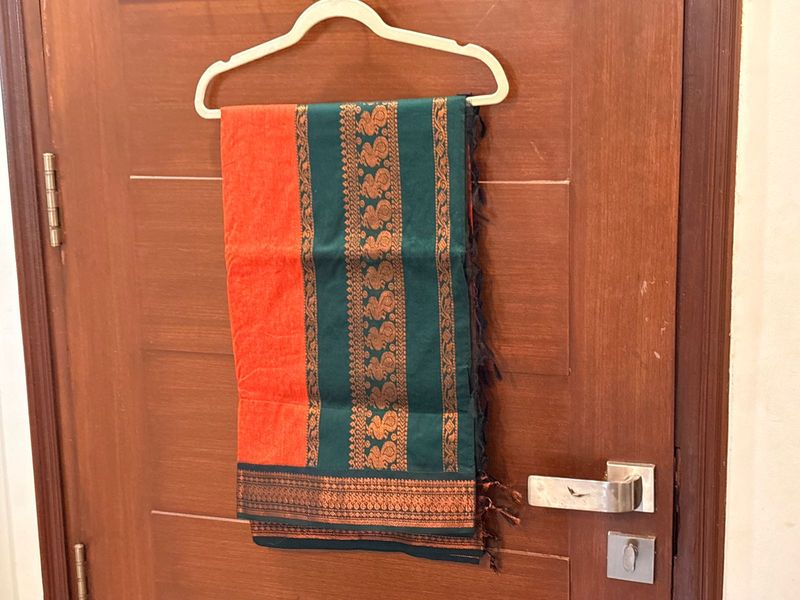 Beautiful Orange &amp; Green Saree