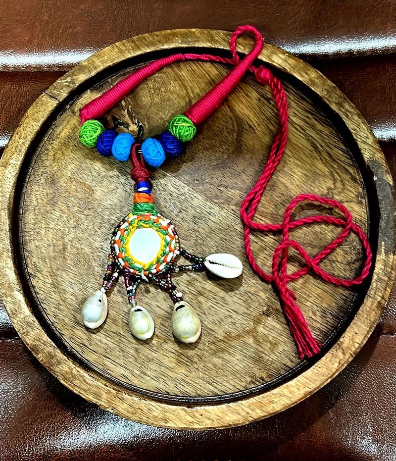 Boho Mirror &amp; Shell Pendant Necklace