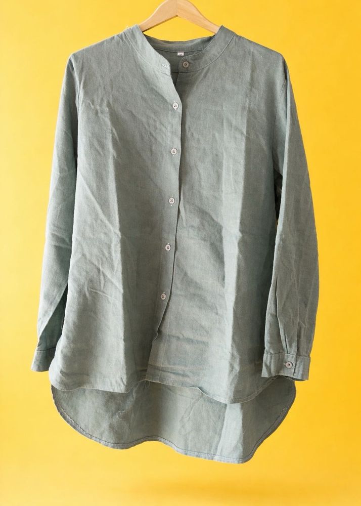 Relaxed Fit Band Collar Shirt