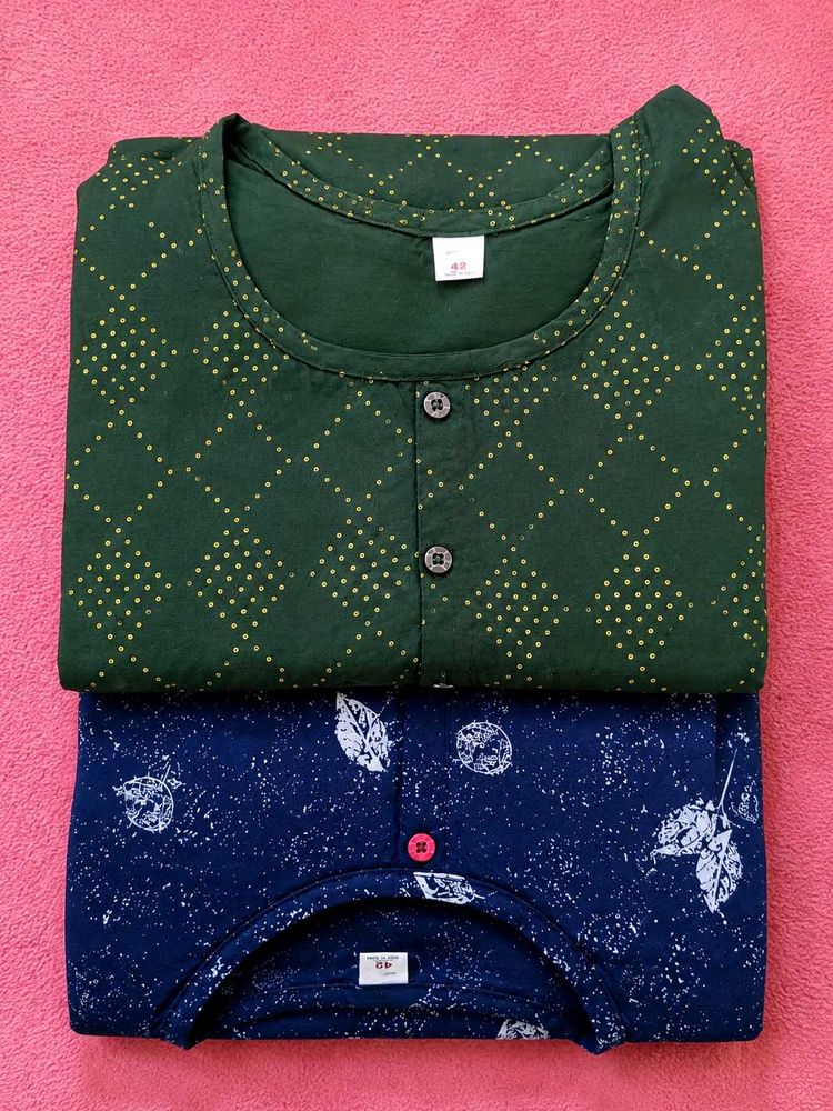combo of 2 rayon kurtis XL slim fit, green&amp;blue-da