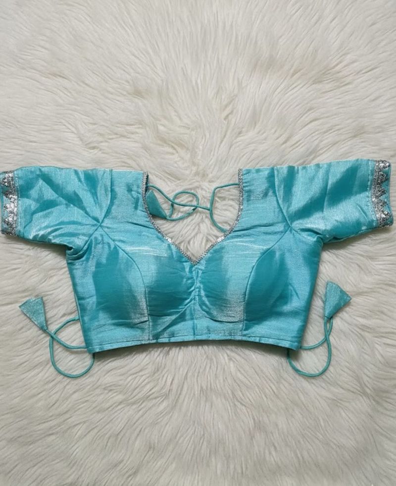 Teal Blouse with Silver Detail