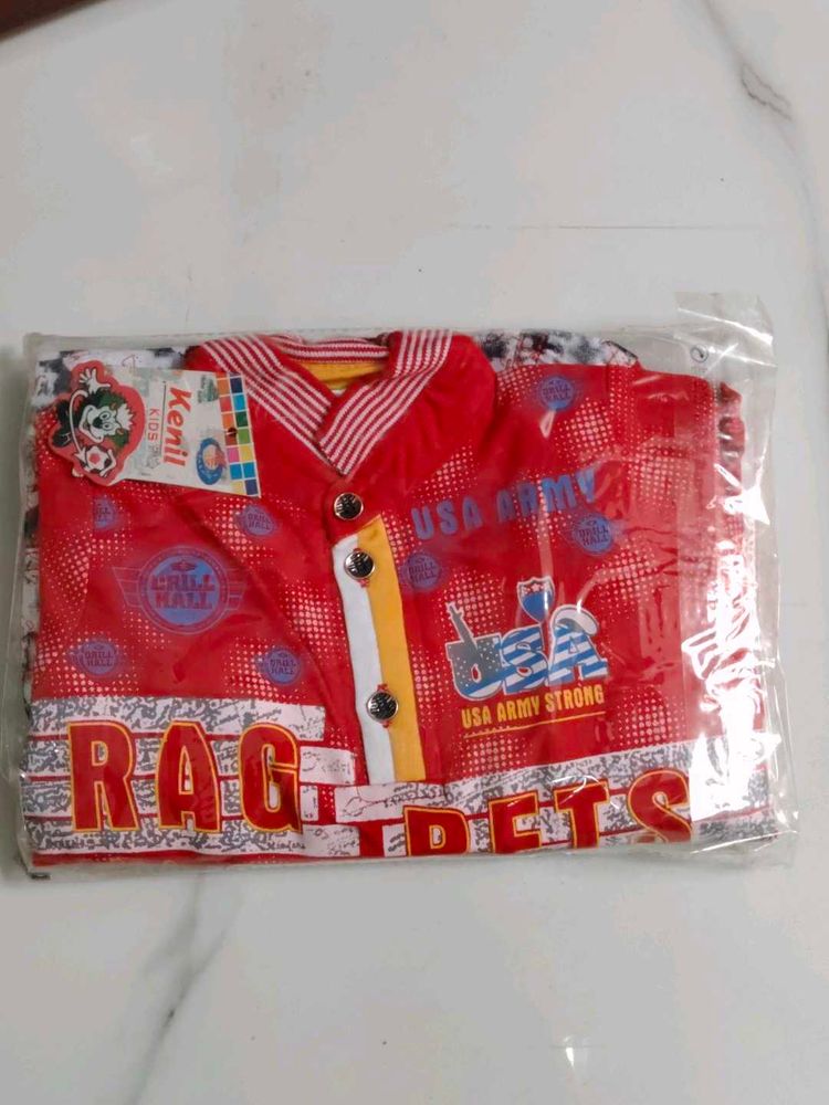 Red 'USA Army Strong' Boys T-Shirt+nikker