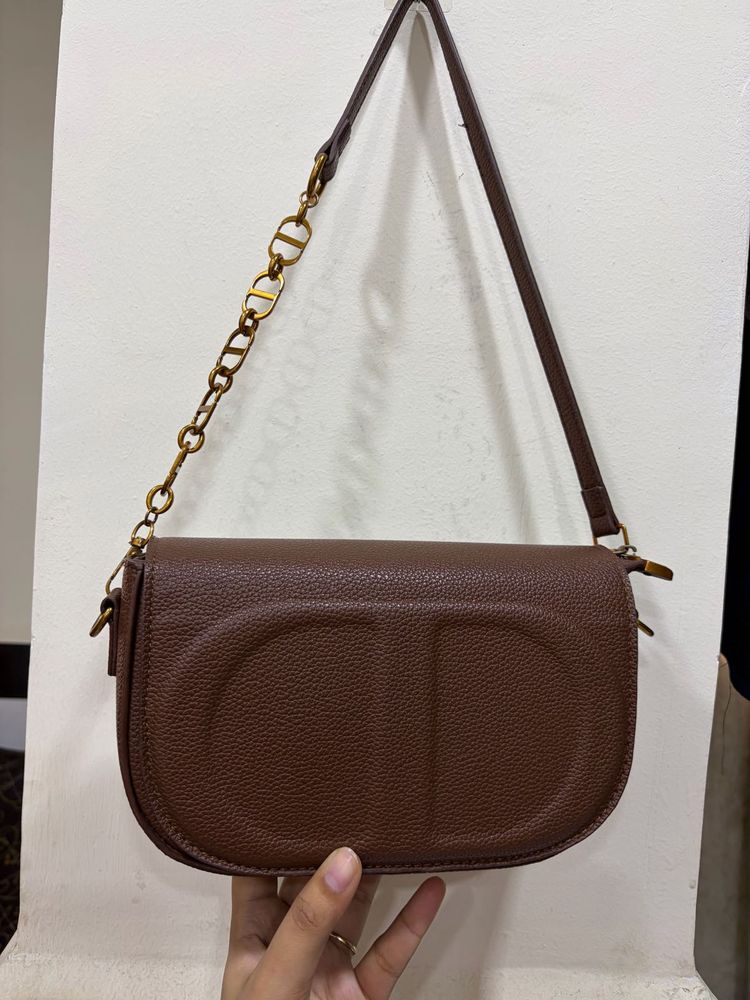 Stylish Brown Textured Shoulder Bag