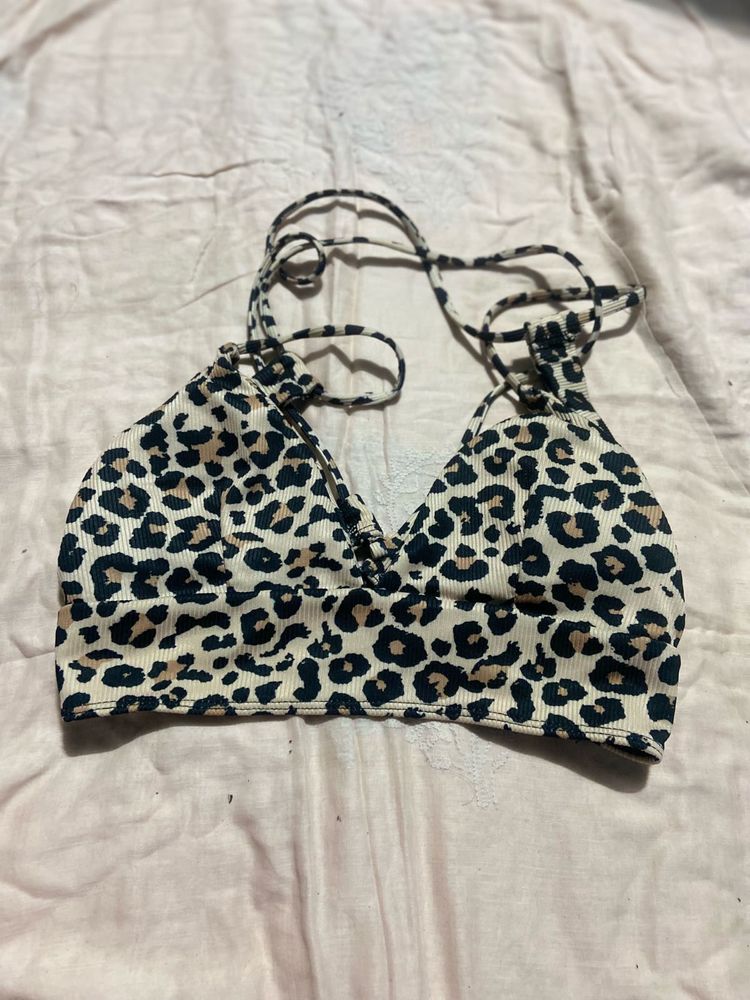 Leopard Print Bikini Top