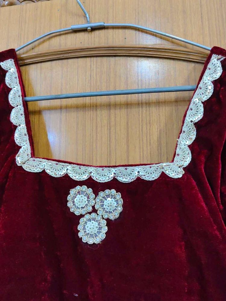 Velvet Blouse with Embellishments