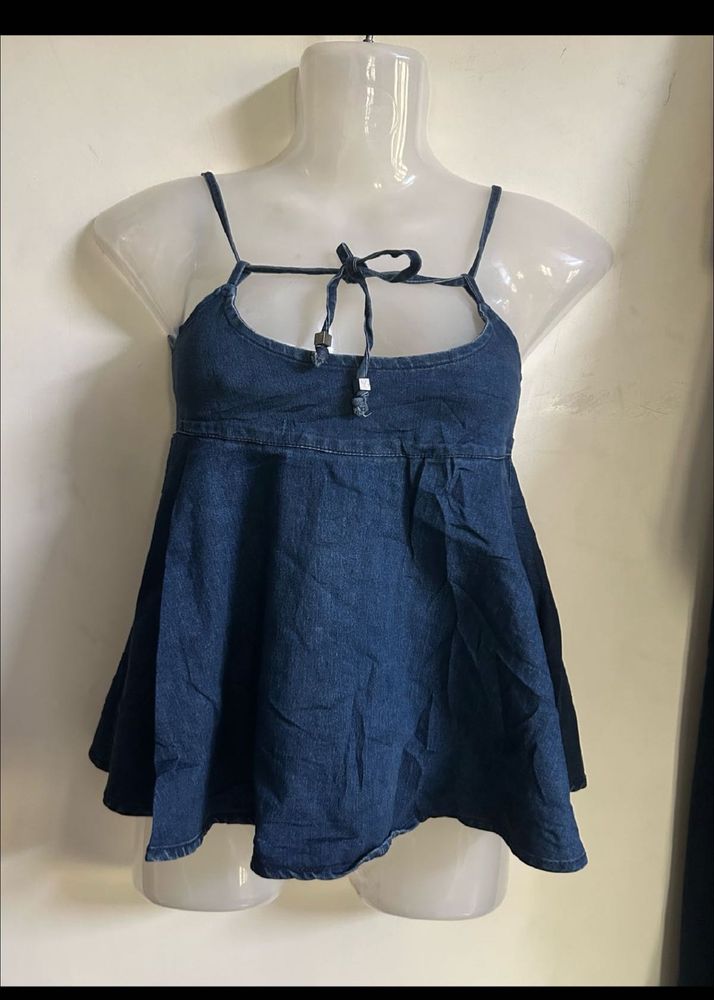 Blue Denim Spaghetti Strap Top