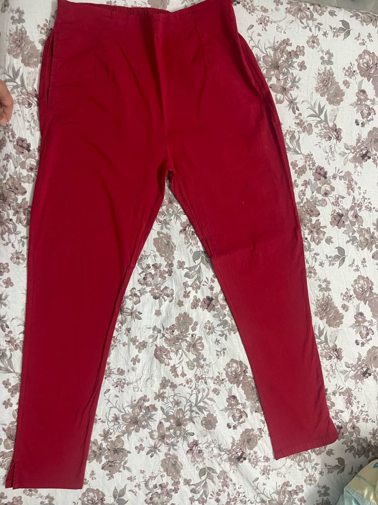 Women's Red Ethnic stretchable plazo pant