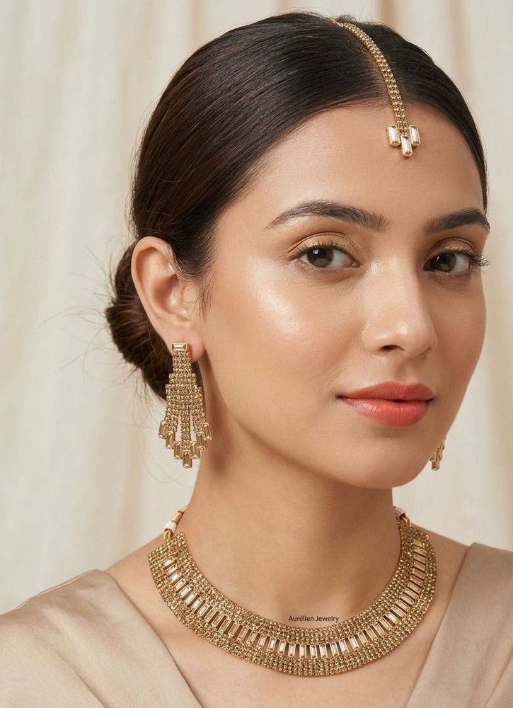 Elegant Gold Stone Jewelry Set