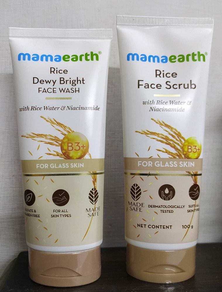 Mamaearth Rice Face Wash &amp; Scrub Set
