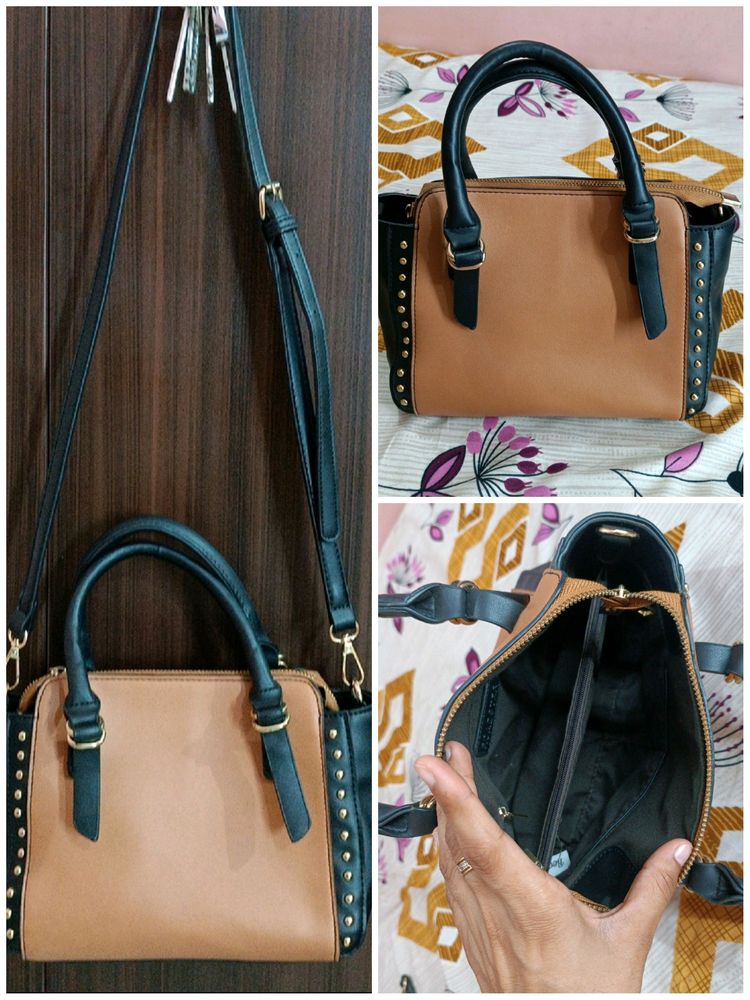 Stylish Two-Tone Satchel