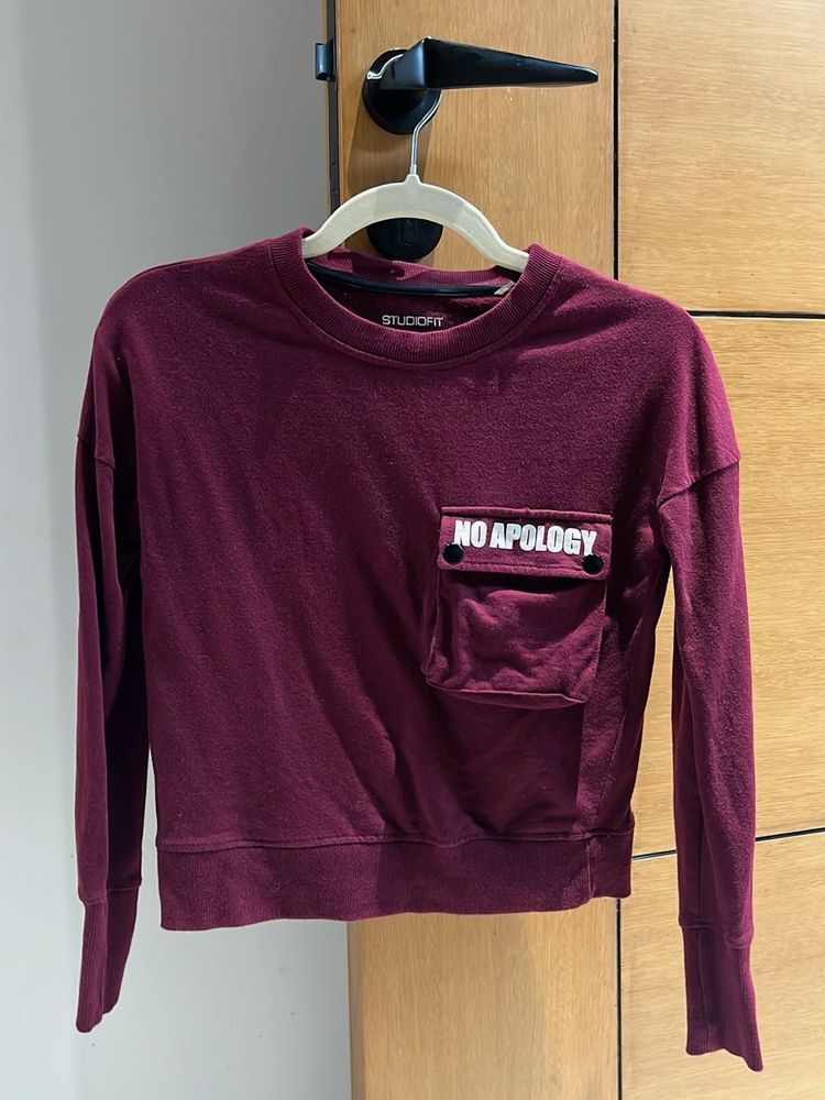 Burgundy long sleeve top