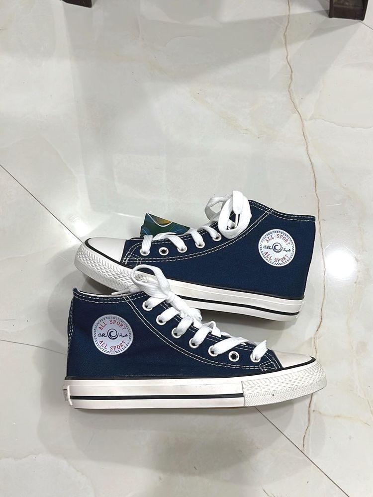 Stylish Navy Blue High-Top Sneakers
