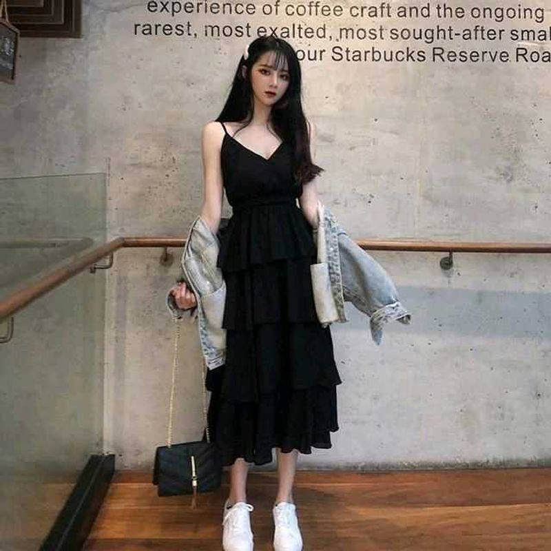 Tiered Ruffle Midi Dress ,