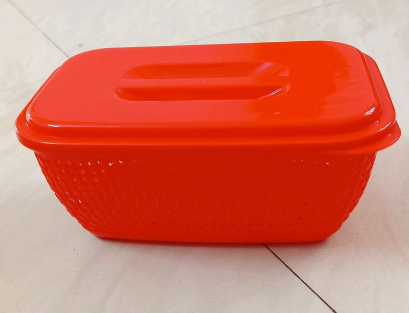 Rectangular Red Plastic Basket, For Storage