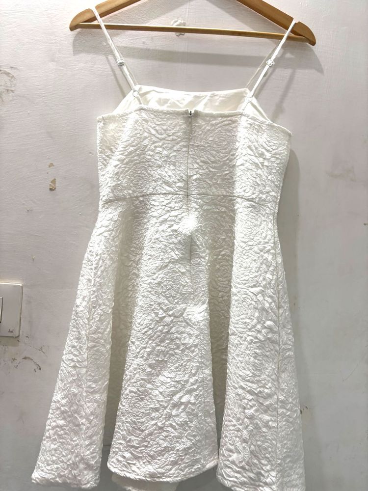 White Textured Mini Dress