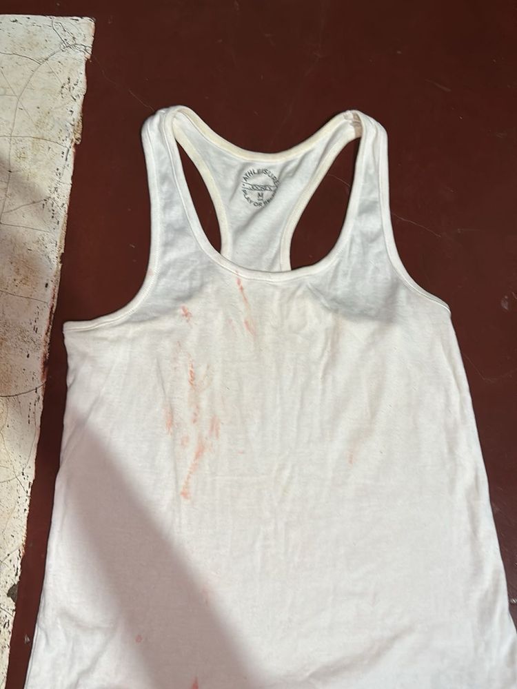 White, Red Racerback Tank Top