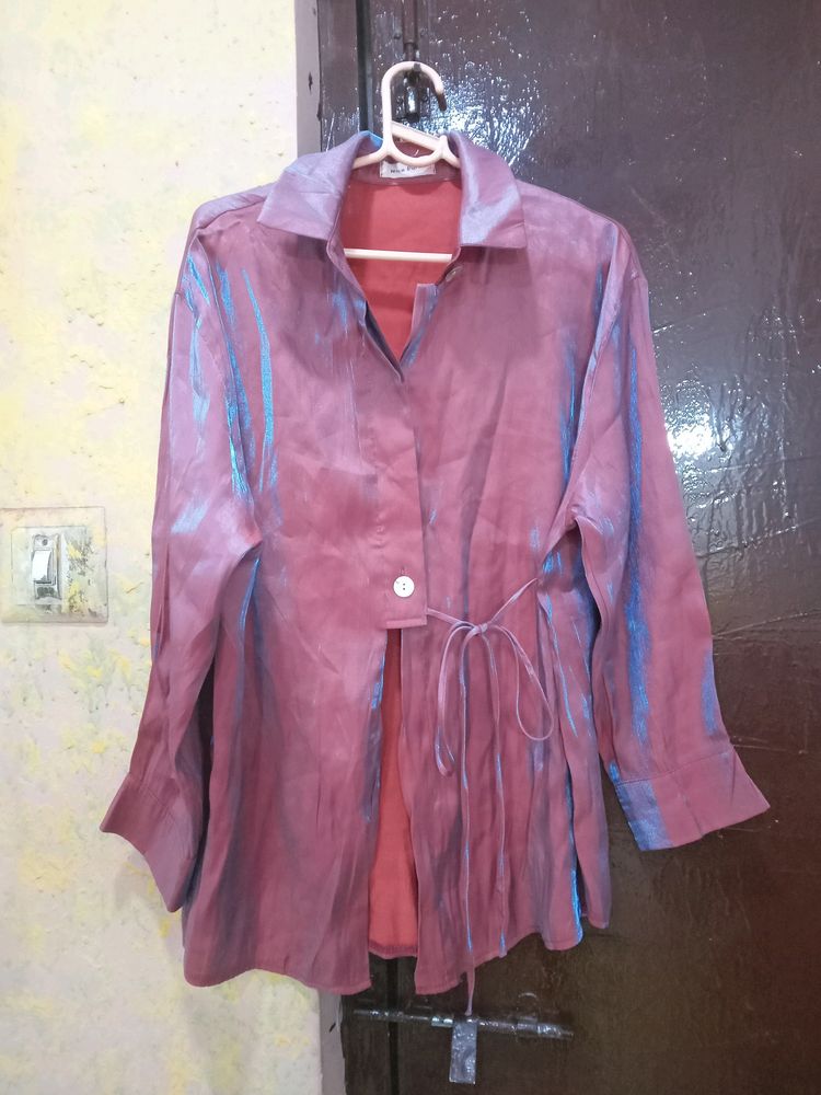 Maroon Blue Metallic Colour Shirt