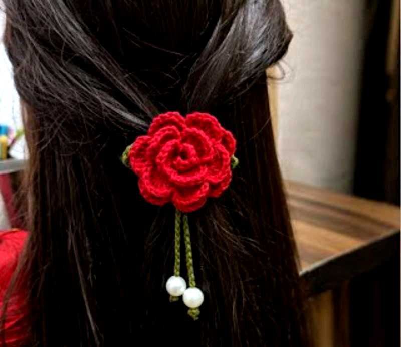 handmade rose hair tie