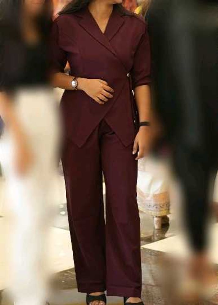 Wrap Style Co-ord Set, actually wine in colour, so