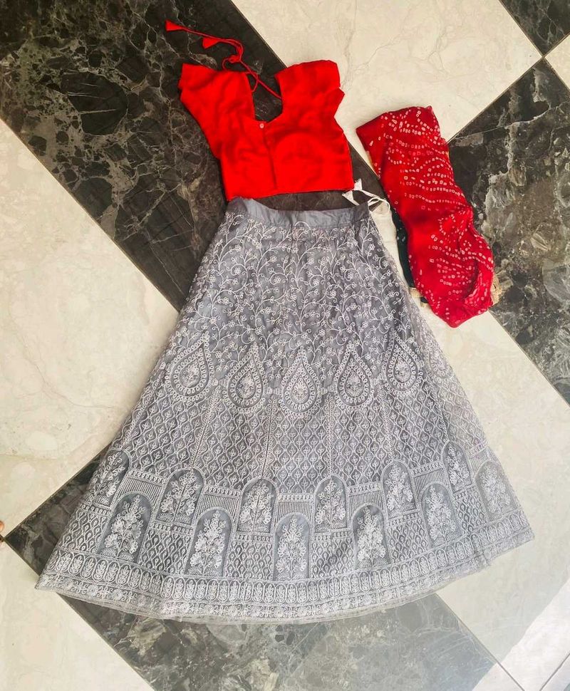 Elegant Grey Lehenga Choli Set
