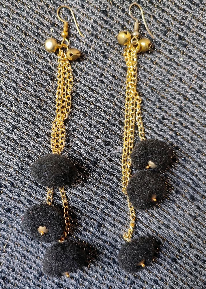 Pom Pom Long Earrings