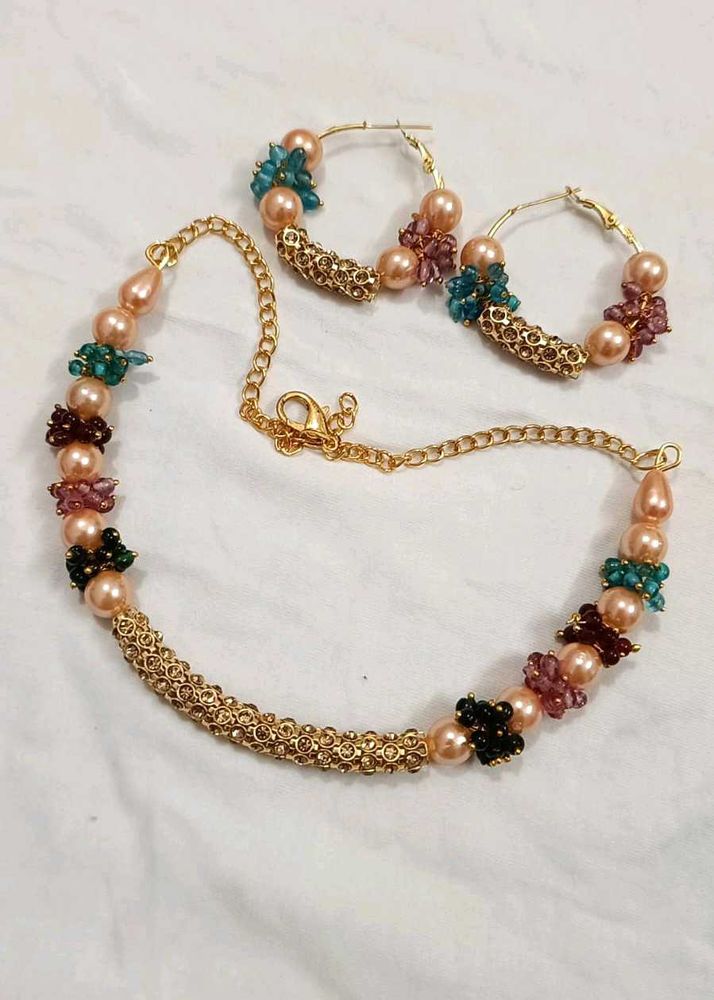 Beaded Necklace and Earring Set