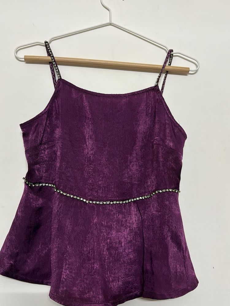 Sparkling Embellished Peplum Top