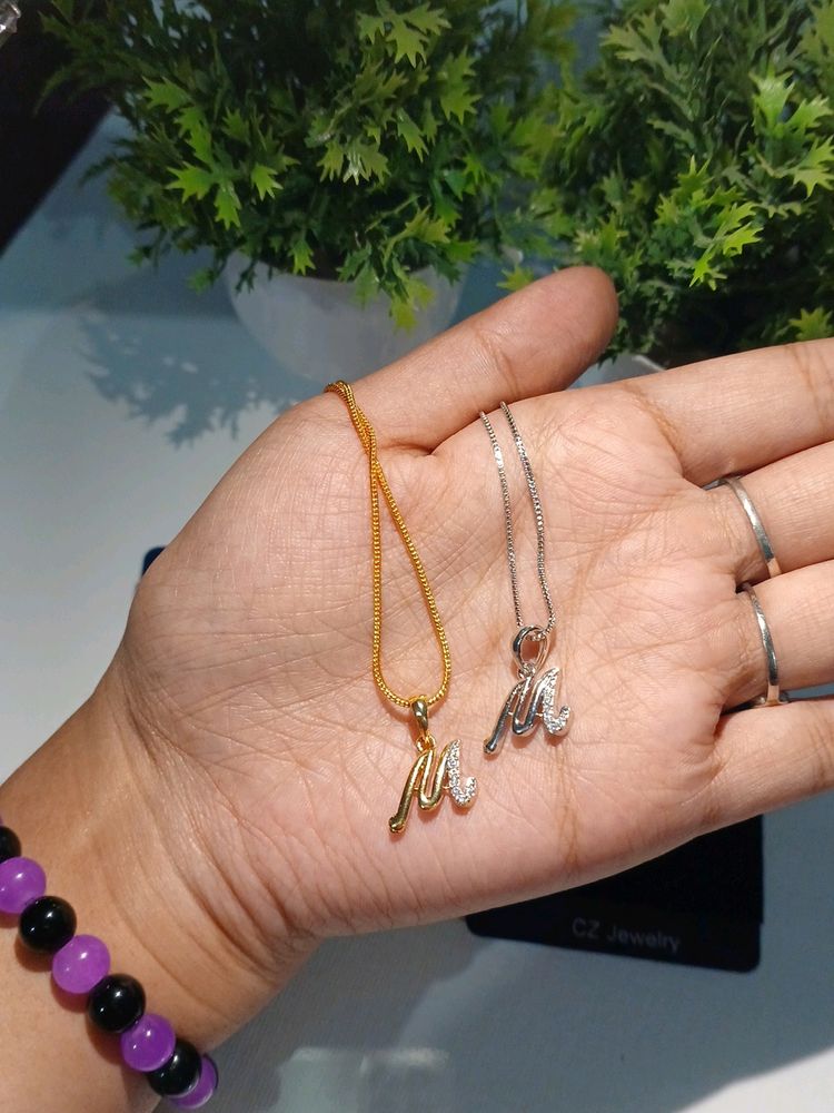Combo Of 2 Name Pendants Silver &amp; Gold