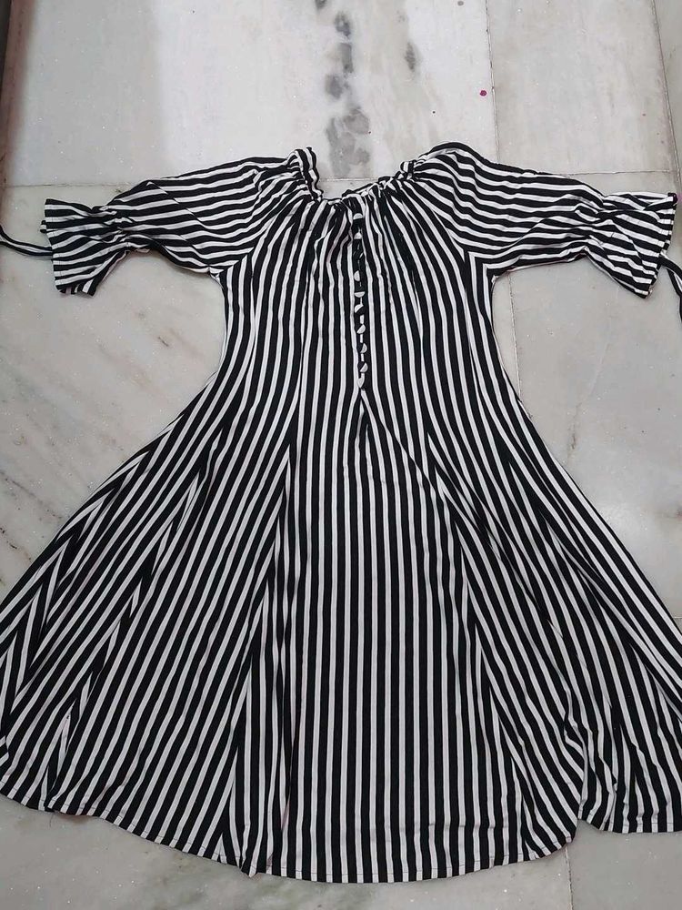 Stylish Striped Fit &amp; Flare Dress