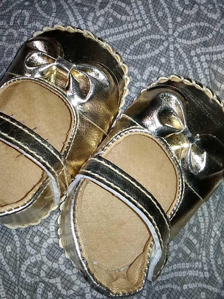Shiny Gold Baby Shoes