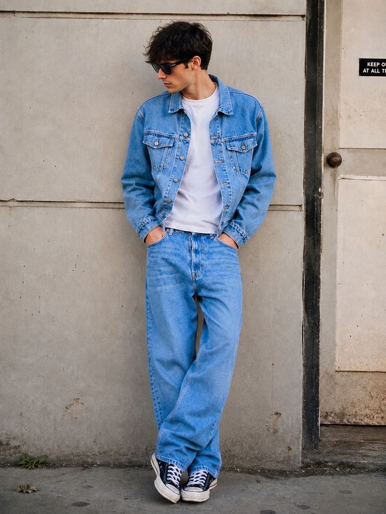 💯 Vintage Blue Denim Jeans | Wide Leg Baggy Fit