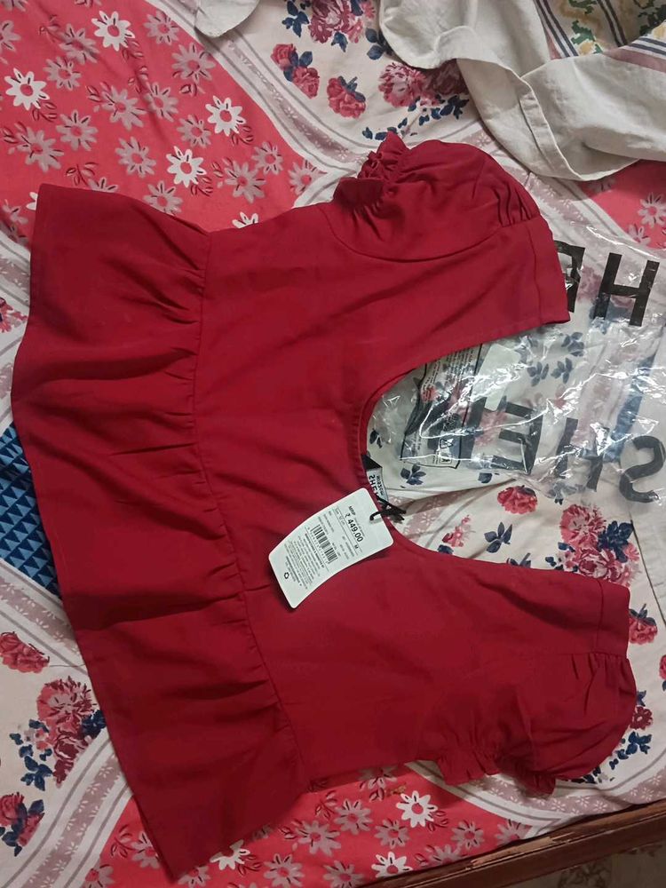 Red Ruffled Top