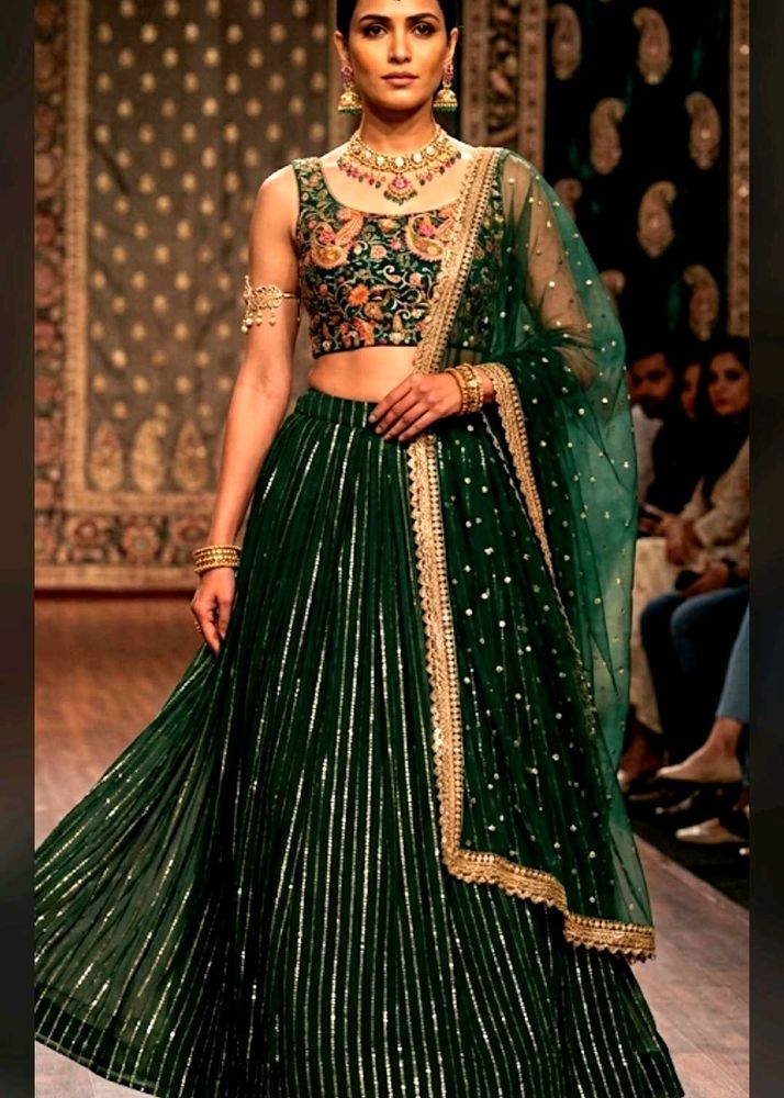 Stunning Emerald Green Lehenga Choli